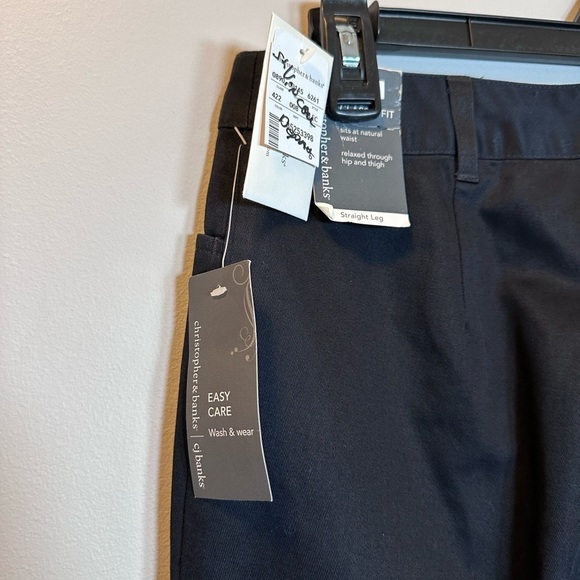 Christopher and Banks Navy Trousers classic straight leg spot by zipper - Picture 4 of 9